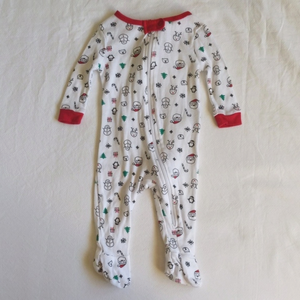 joe fresh minimalist christmas zipper footie sleeper pajamas 0-3 months baby